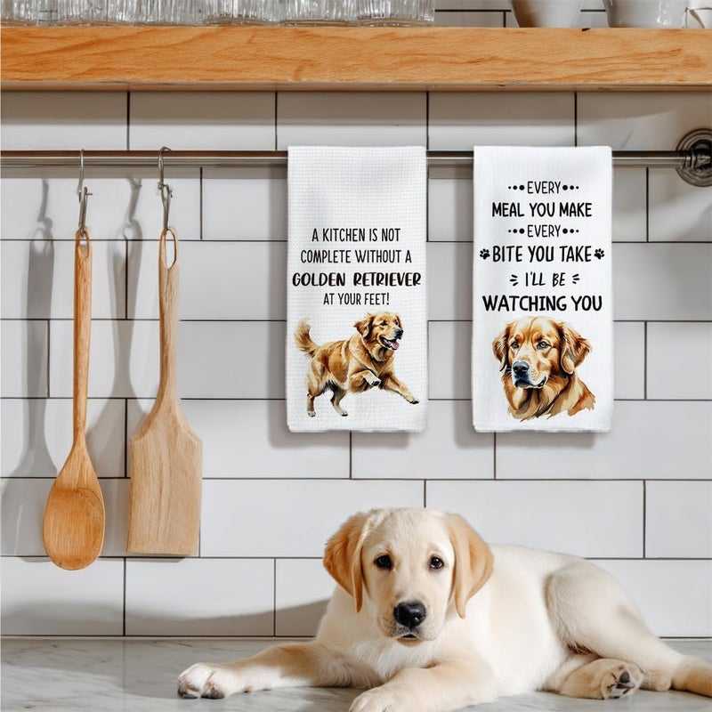 Tzhim Golden Retriever Gifts Kitchen Towels Set of 2, Golden Retriever Gifts for Women, Golden Retriever Decor Hand Towels, Golden Retriever Dog Tea Dish Towels, Dog Kitchen Bathroom Decor,16x24 Inch - Image 5